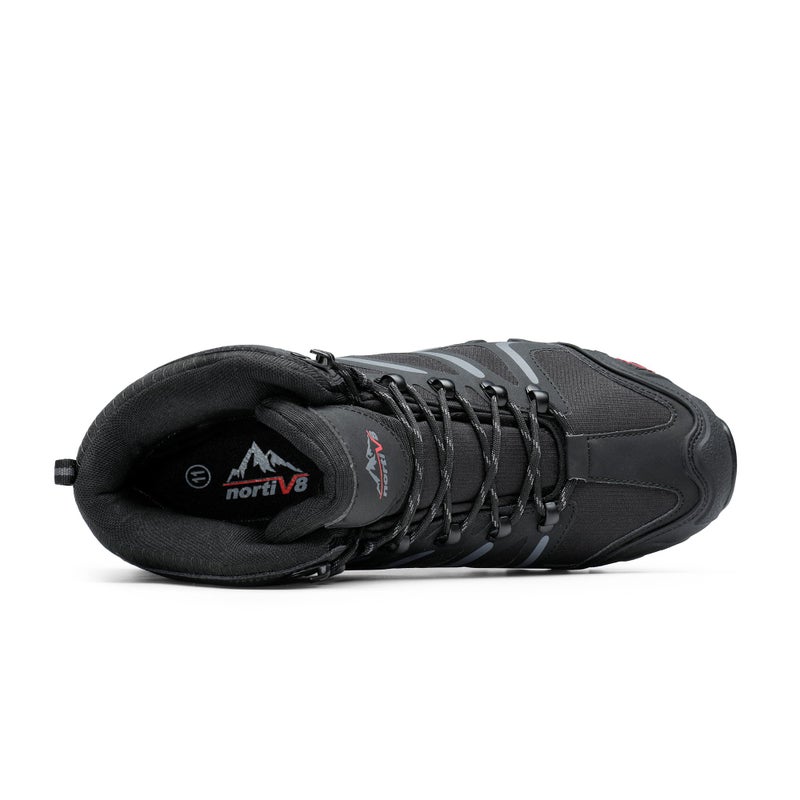 NORTIV 8 Men's Ankle High Waterproof Hiking Boots Outdoor Lightweight Shoes Trekking Trails Armadillo,Size 11,Black/Dark/Grey,160448_M - Image 5